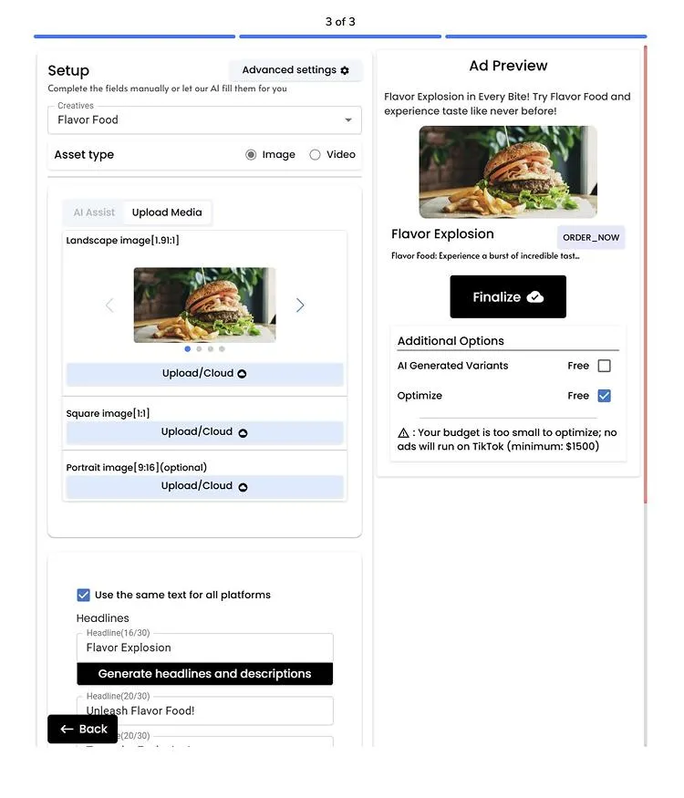 Enterprise advertising dashboard showing multi-location campaign management
